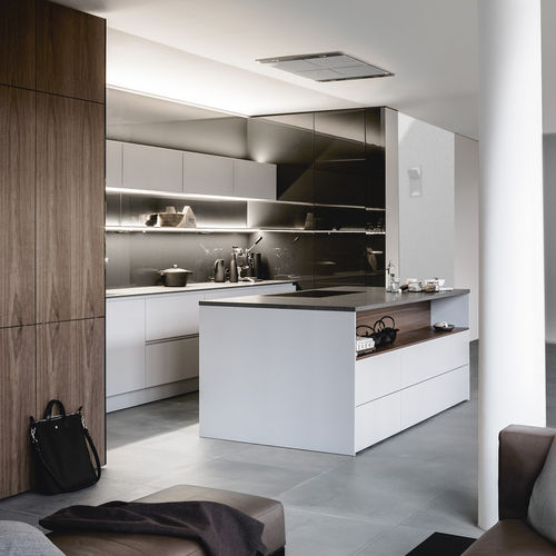 Cuisine contemporaine - PURE : S2 + SE - SIEMATIC - en bois laqué / en placage de bois / avec îlot