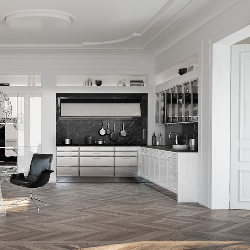 Cuisine classique - BEAUXARTS.02 - SIEMATIC - en verre / en inox / en marbre