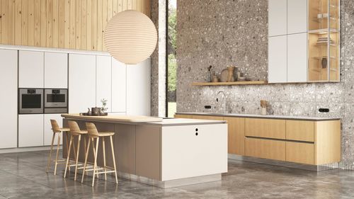 Cuisine contemporaine - SLX - SIEMATIC - en pierre naturelle / avec îlot / avec poignée