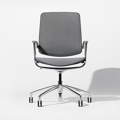 Chaise de bureau contemporaine - TRINETIC - Boss Design - en tissu / avec piètement en aluminium / tapissée