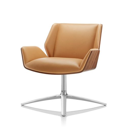Fauteuil contemporain - KRUZE - Boss Design - en cuir / en tissu / en noyer américain