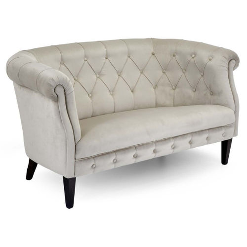 Canapé chesterfield - 40551 - FAS - en tissu ignifuge / en simili cuir / beige