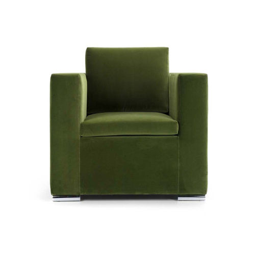 Fauteuil contemporain - Lowell - FAS - en tissu ignifuge / en simili cuir / vert