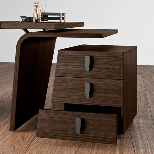 Caisson de bureau en bois - LARUS - Della Rovere - à 3 tiroirs / à roulettes