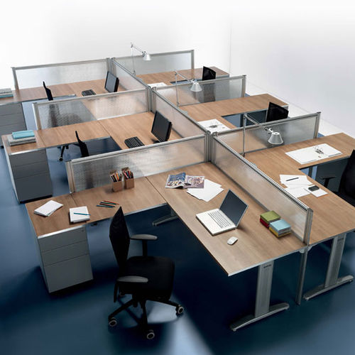 Séparateur de bureau au sol - PRATIKO LIGHT - Della Rovere - sur bureau / en tissu / en verre