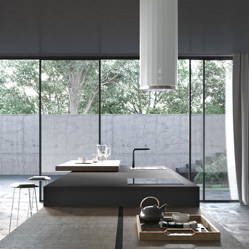 Hotte îlot - CORINTHIA - Faber S.p.A - avec éclairage intégré / design original / silencieuse