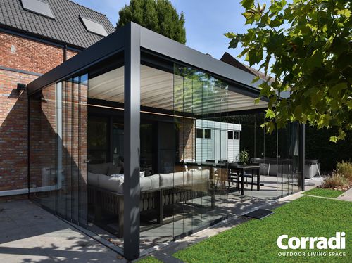 Pergola autoportée - Maestro - Corradi - en aluminium / à lames orientables / couverture coulissante