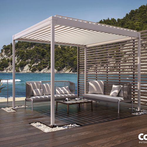 Pergola autoportée - ETERIA - Corradi - adossée / en aluminium / à lames orientables