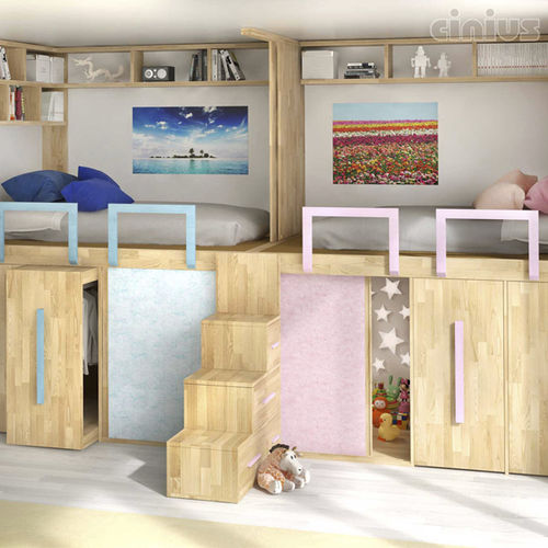 Lit simple - Gemelli - Cinius - contemporain / pour enfant / avec armoire
