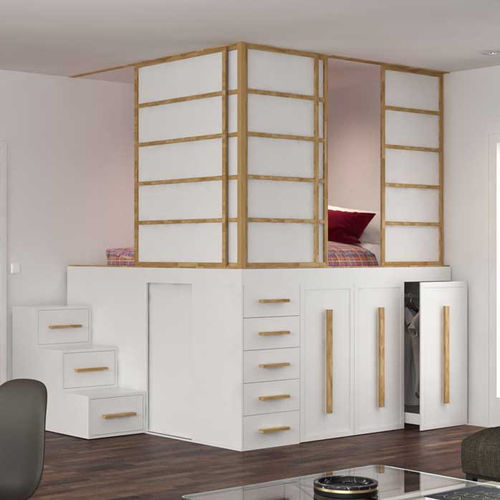 Lit double - PARIGI - Cinius - simple / contemporain / avec base de rangement