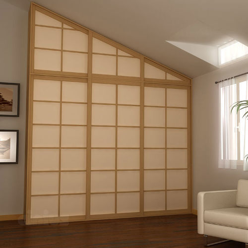Cloison coulissante - PARETE SHOJI - Cinius - en bois / professionnelle / pour open space