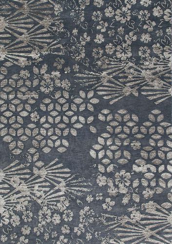 Tapis contemporain - JUNGLE BLUE - Sirecom Tappeti - à motif / en fibre de bambou / en laine de Nouvelle Zélande