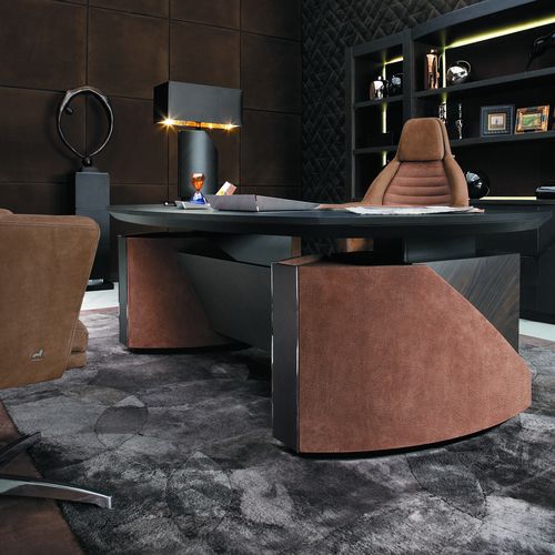 Bureau Art Déco - MASTER: METROPOLIS - SMANIA - en cuir / piétement en panneaux / professionnel