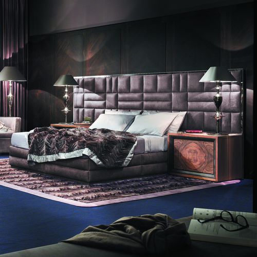 Lit double - MASTER: CAESAR TRAIN 360 - SMANIA - contemporain / tapissé / en acier inoxydable
