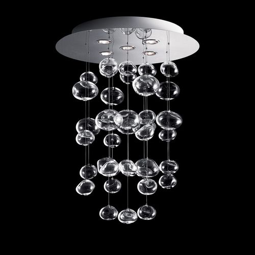 Lustre contemporain - ETHER S - Leucos srl - en acier poli / professionnel / cascade