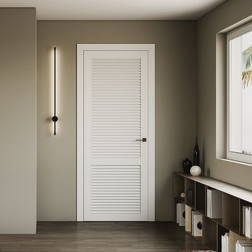 Porte d'intérieur - BLANC LOUVERED FEEL - BARAUSSE - en placage de bois / battante / contemporaine