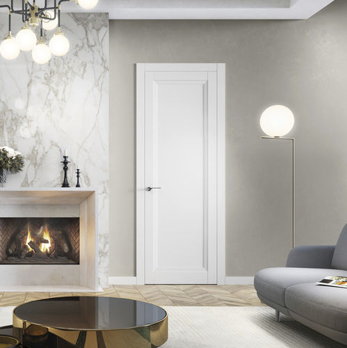 Porte d'intérieur - BLANC OPEN 08PU - BARAUSSE - en placage de bois / battante / contemporaine