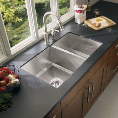 Évier 2 bacs - 1600 : G16221 - Moen - sans égouttoir / en inox / sous plan