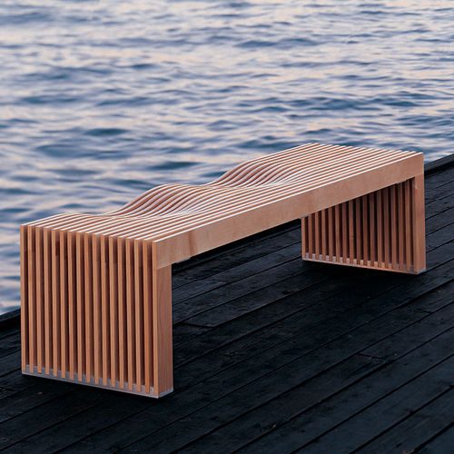 Banc de jardin contemporain - TAKLAMAKAN - Nurus - en bois / d'intérieur