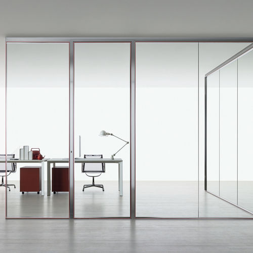 Cloison coulissante - RAY - Citterio - vitrée / de bureau / sur mesure