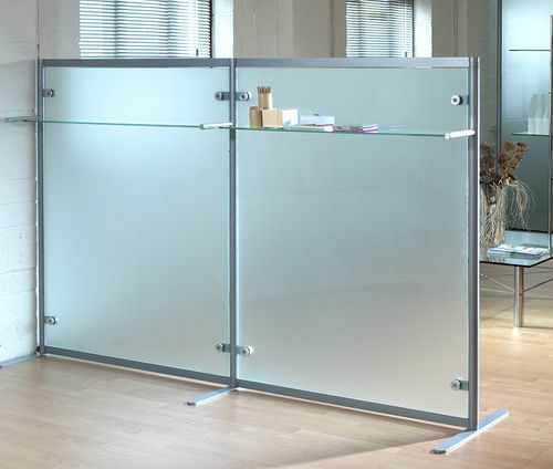 Séparateur de bureau au sol - LOW MAST SCREEN - Shopkit - en verre / modulable