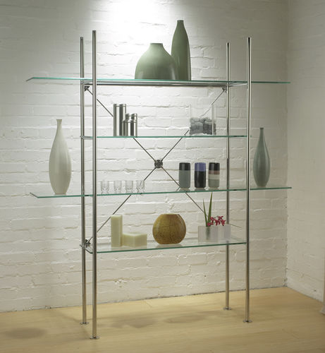 Étagère contemporaine - CRISS CROSS - Shopkit - en métal / en verre