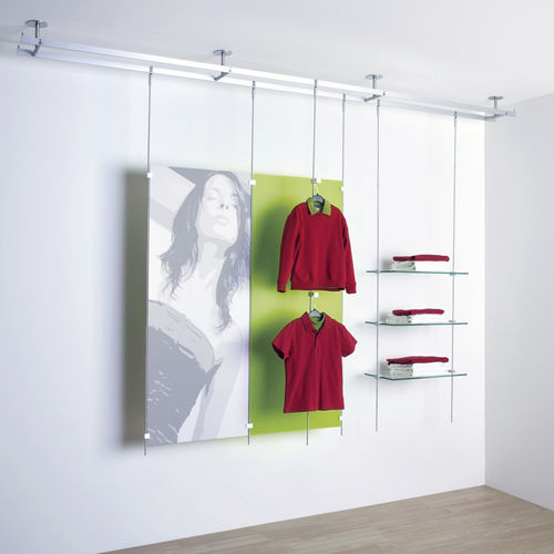 Système d'étagères suspendu - DROP ROD - Shopkit - contemporain / en verre / pour commerce