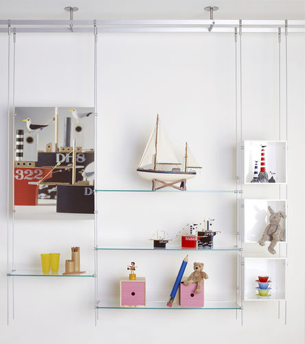 Système d'étagères suspendu - ROD - Shopkit - contemporain / en verre / pour commerce