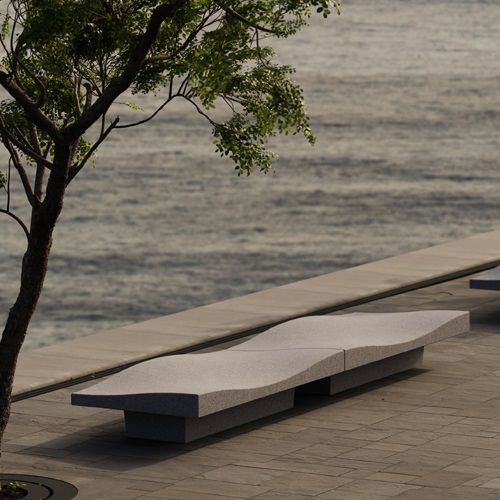 Banc public contemporain - WAVE - Escofet - en béton / sans dossier / sans accoudoirs