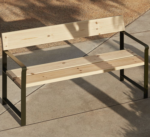 Banc public contemporain - SISA - Escofet - en pin / avec dossier / sans dossier