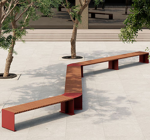 Banc public contemporain - PIANO - Escofet - en bois / en métal / sans dossier