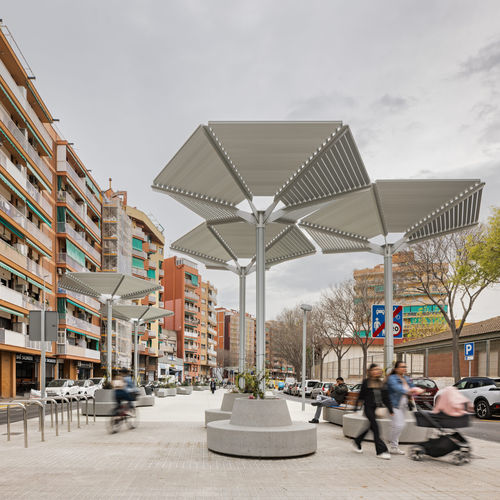 Pergola autoportée - OMBREL·LA - Escofet - en aluminium extrudé / en acier inoxydable / à lames brise soleil