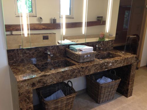 Plan vasque double - Emperador - LUSOROCHAS NATURAL STONE - en pierre naturelle / en granite / sur mesure