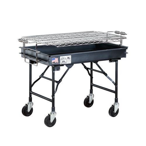 Barbecue à charbon - M-13FB - Big John Grills & Rotisseries - professionnel / sur roulettes / en acier au carbone
