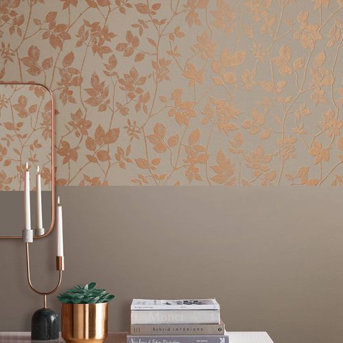 Papier peint de style - LUNA NATURAL - Graham & Brown - à motif floral / aspect tissu / beige