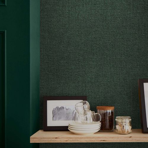 Papier peint contemporain - HAPTIC  - Graham & Brown - uni / aspect tissu / vert
