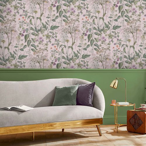 Papier peint contemporain - EDULIS BLUSH - Graham & Brown - à motif floral / aspect tissu / rose