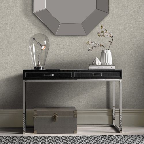 Papier peint contemporain - TWILL ECRU - Graham & Brown - en lin / uni / aspect tissu