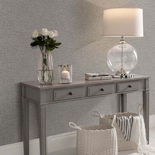 Papier peint contemporain - TWILL NATURAL - Graham & Brown - uni / aspect tissu / gris