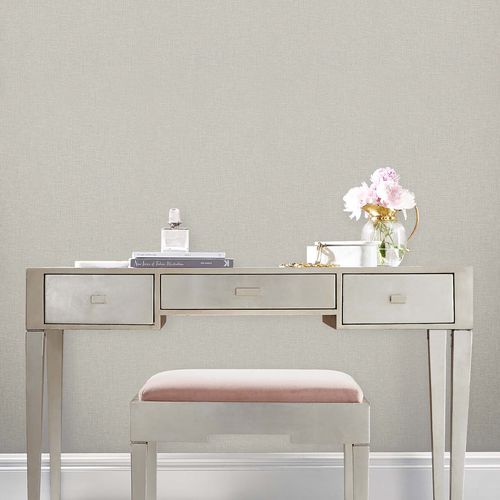 Papier peint contemporain - CAMBRIC ECRU - Graham & Brown - en lin / uni / aspect tissu