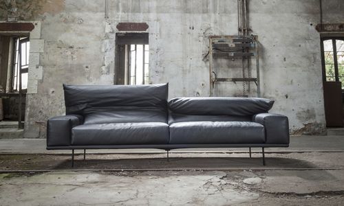 Canapé contemporain - BOLZANO - TRISS - en tissu / en cuir / à dossier rabattable