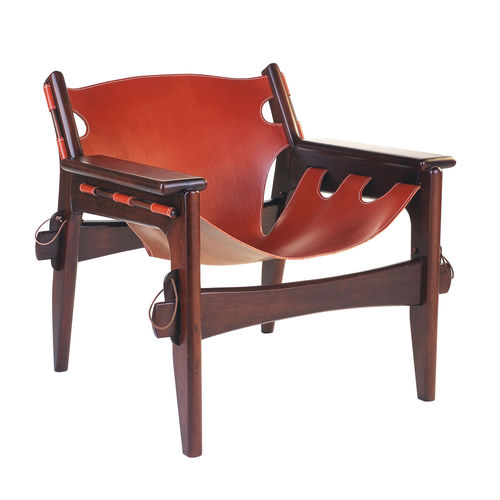 Fauteuil contemporain - KILIN - Triode Design - en cuir / en peau de vache / en bois