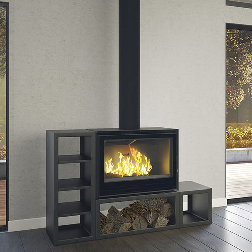 Poêle à bois - BLOC HORIZONTAL  - SEGUIN - 7 kW / contemporain / en acier