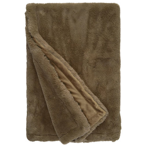 Plaid en fourrure écologique - C - GUANACO CAPPUCCINO 865 - TISCA ITALIA - en PES