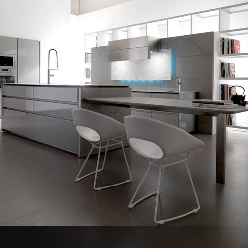 Cuisine contemporaine - WIND LACQUERED - TONCELLI - en bois / en acier inoxydable / avec îlot