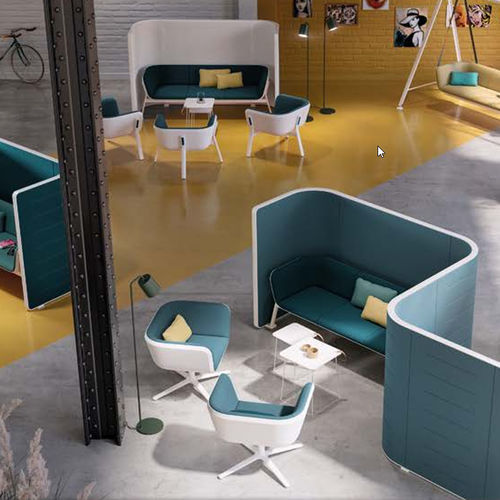 Séparateur de bureau au sol - HUB - Interstuhl Büromöbel GmbH & Co. KG - en tissu / modulable / jaune
