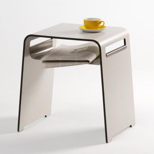 Table d'appoint contemporaine - GRUPO - Jonas & Jonas - en acier inoxydable / en HPL / avec piètement en HPL