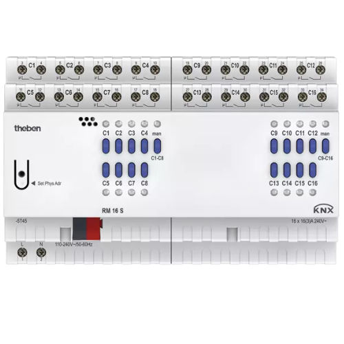 Actionneur de commutation KNX - RM 16 S - Theben AG - sur rail DIN / professionnel / d'intérieur