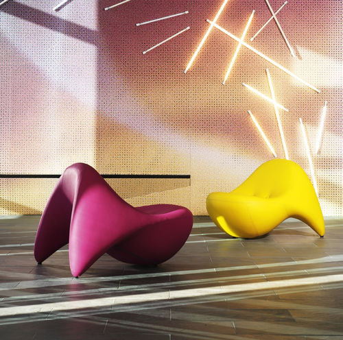 Chauffeuse design organique - Colani  - Kusch & Co - en tissu / grise / bleue