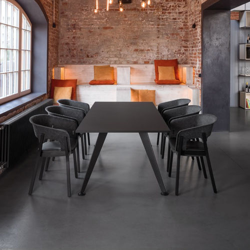 Table de réunion contemporaine - Comta  - Kusch & Co - en placage de bois / en HPL / avec piètement en acier thermolaqué